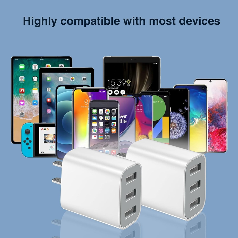 USB Charger Block, Wall Plug in USB Charging Blocks, Fast Charging Multiport Wal