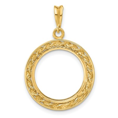 Pre-owned Jewelry Stores Network 1980-now 1/10 oz Krugerrand Prong Set Encased Rope Coin Bezel In 14k Gold