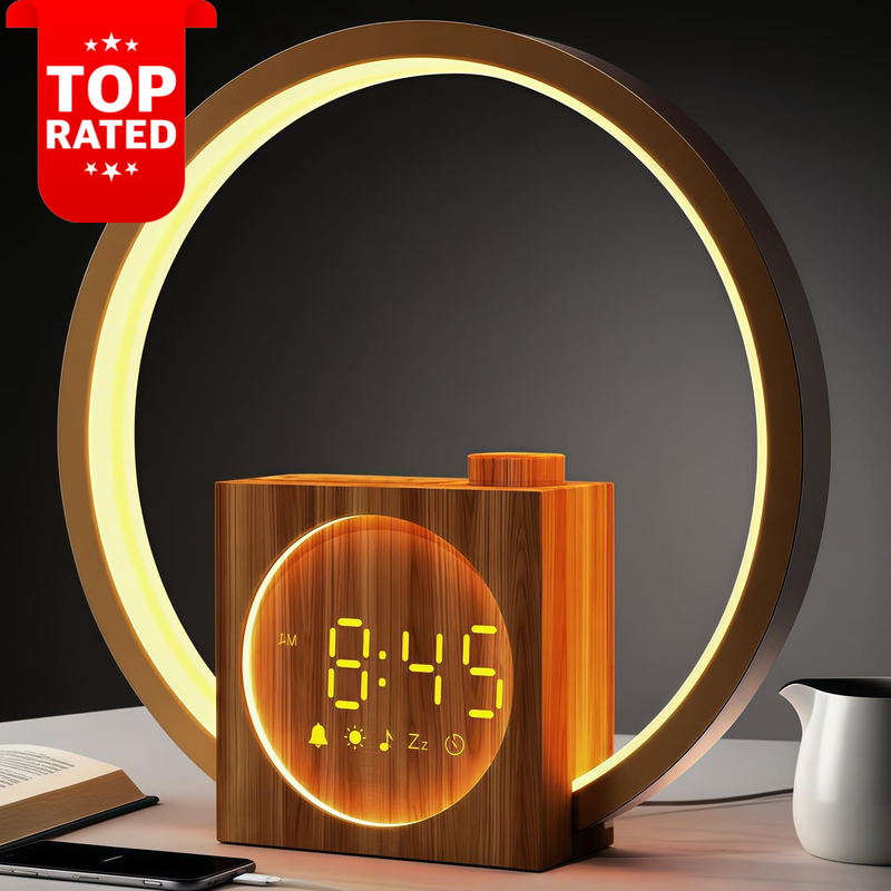 Smart Wake Up Light Alarm Clock 12 Lighting Modes 10 Alarm Sounds USB Charging