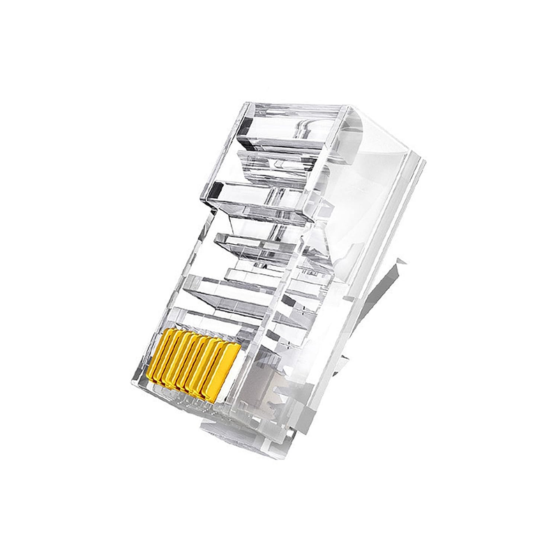 100 PCS Cat 6 Pass through - with RJ45 Connectors Modular Ethernet Plugs with Pu