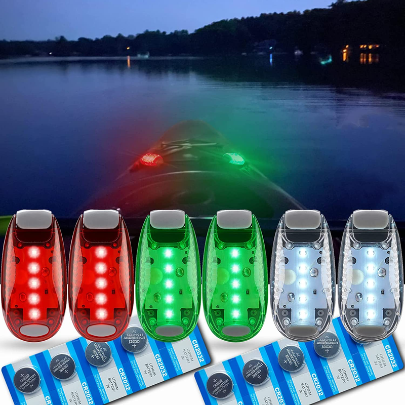 6Pcs Navigation Lights for Boats Kayak, LED Safety Light, 3 Types Flashing Mode,