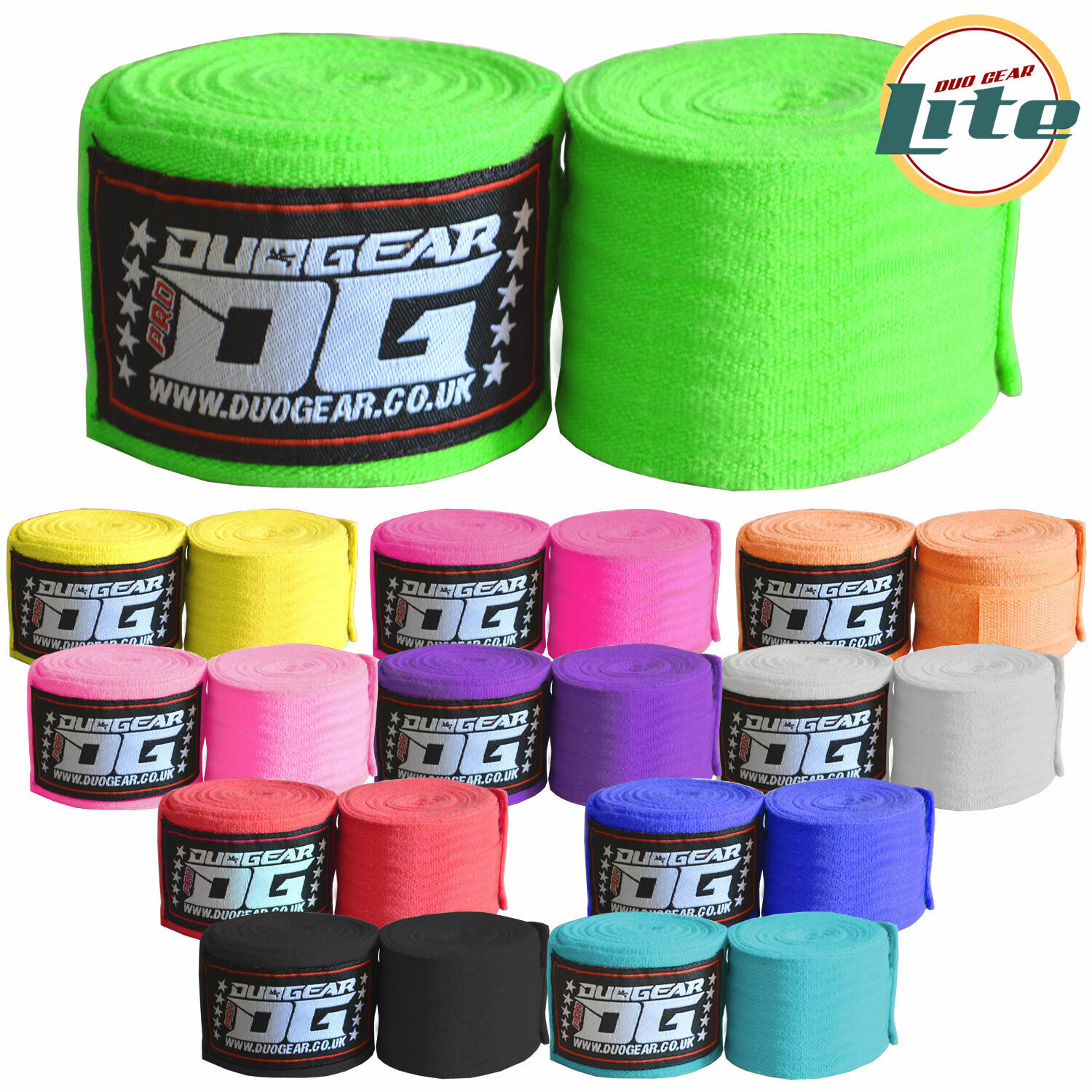 DUO GEAR MUAY THAI BOXING KICKBOXING BANDAGE HAND WRAPS 2.5m (Kids - Adults) - Picture 1 of 12