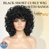Lotfon Short Curly Wigs for Black Women Synthetic Hair Heat Resistant Fluffy Natura Wigs for African American Women (Black)