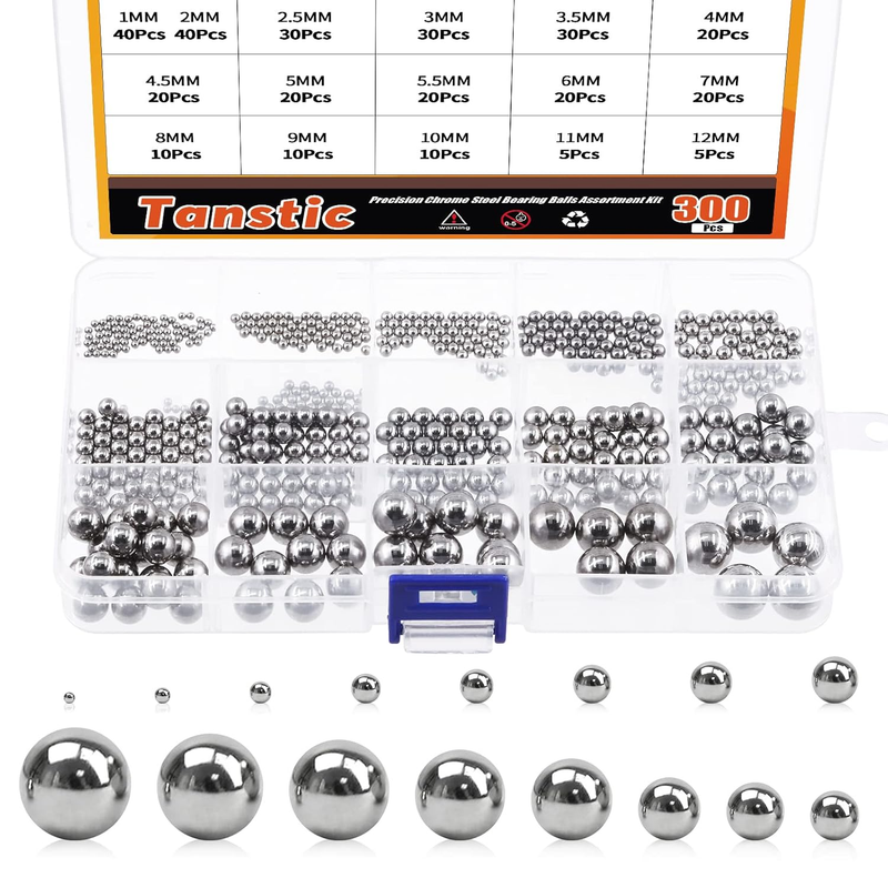 330pc Precision Steel Bearing Balls 1-12mm Metric Assortment K...