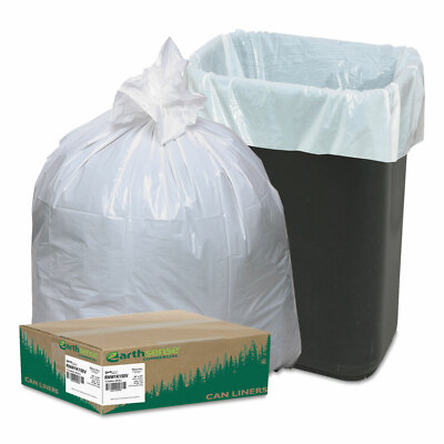 Earthsense Recycled Tall Kitchen Bags 13-16gal .8mil 24 x 33 White 150 Bags/Box