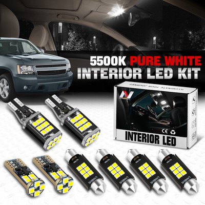 [8шт]Для 07-14 Chevy Tahoe Белая светодиодная Внутренняя купольная Карта груза, Лицензионная лампочка