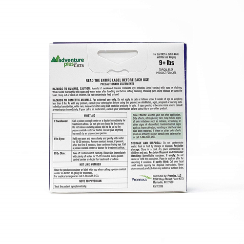 Adventure Plus Flea and Tick Prevention for Cats, 9 lbs and Over, 8 Months, 8