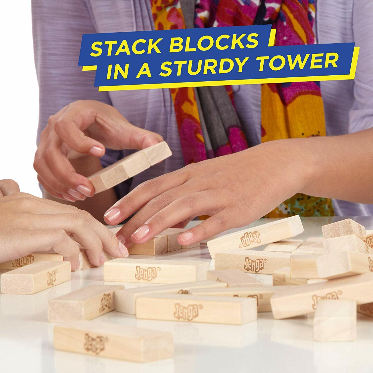 Classic Jenga Game Hasbro 54 Hardwood Jenga Blocks Board Games FREE SHIPPING