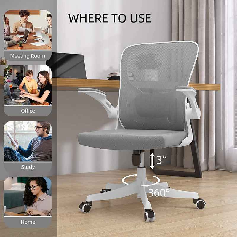 Office Chair - Ergonomic Office Chair with Lumbar Support & Flip up Arms Home Of