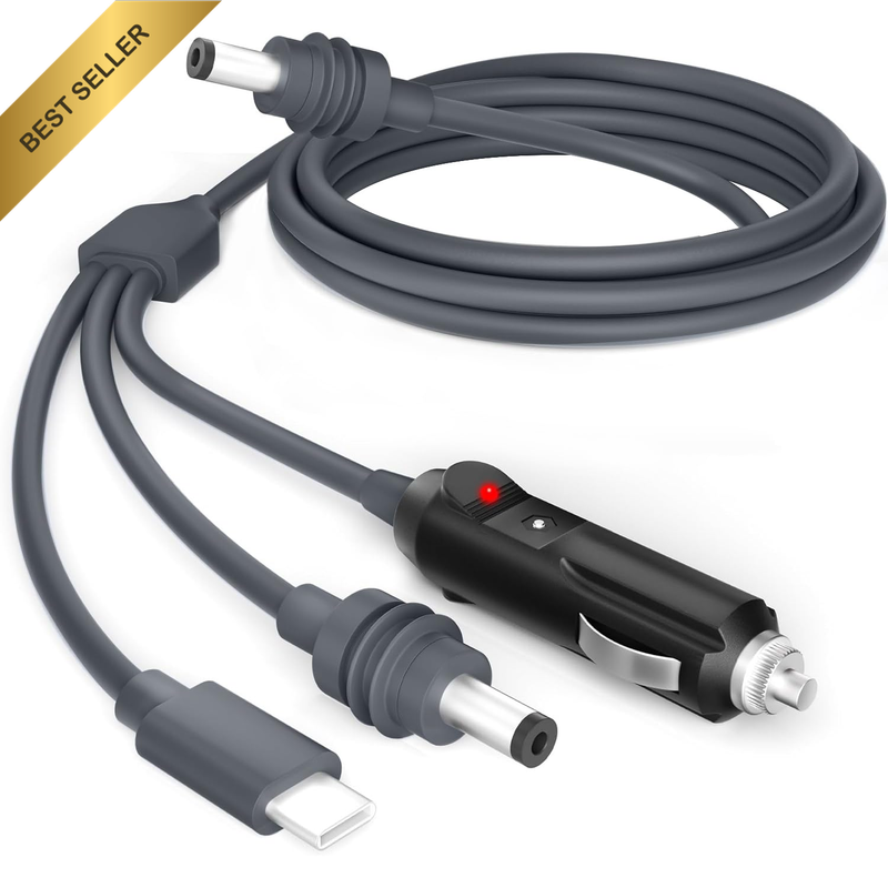 3-in-1 USB-C to DC Power Cable 3M 10FT 18AWG Waterproof Car Adapter