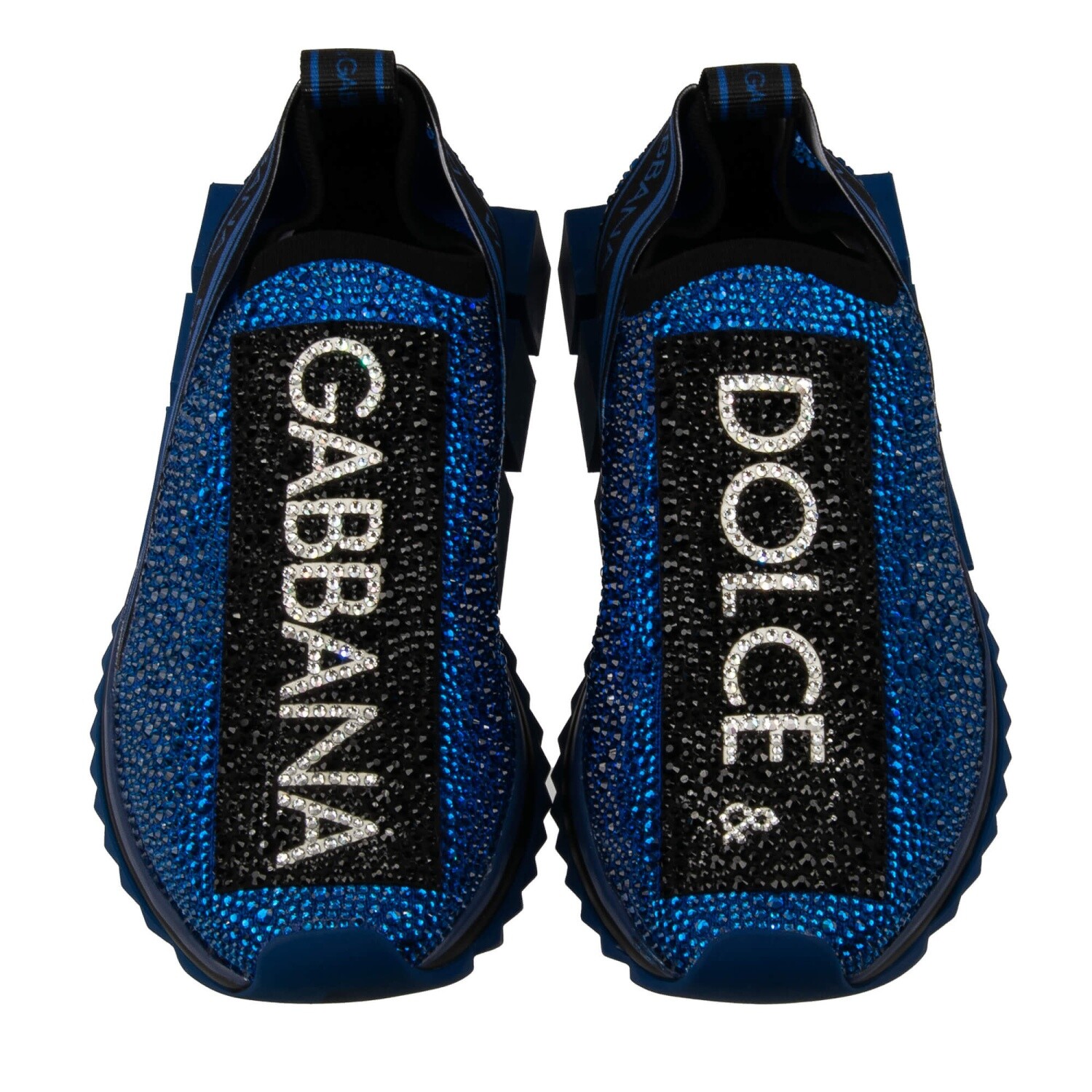 Pre-owned Dolce & Gabbana Crystal Dg Logo Slip-on Sneaker Shoes Sorrento Blue Black