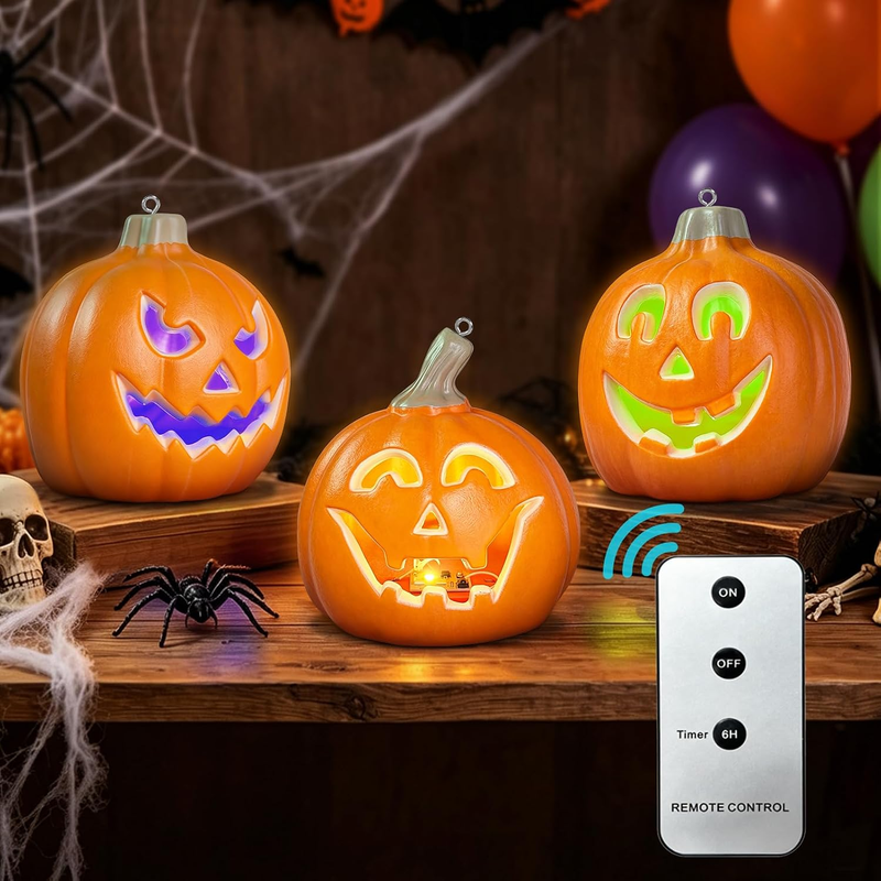 Halloween Deko Kürbis, Halloween Deko Outdoor Garten, LED Kürbis Herbstdeko