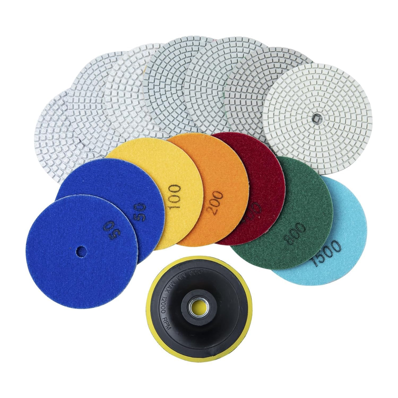 4 Inch Diamond Polishing Pads with 5/8’’-11 Backer Pad 8PCS