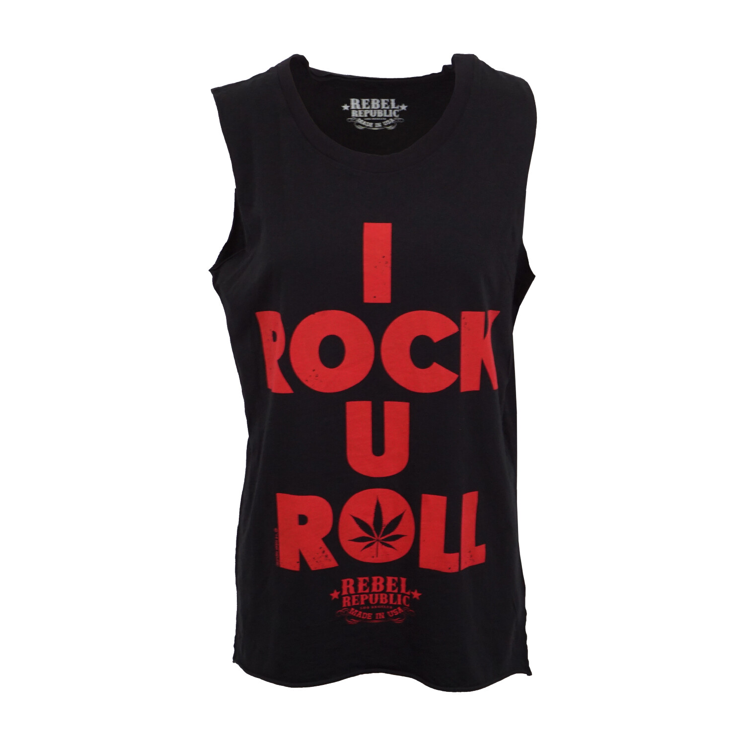 REBEL REPUBLIC WOMENS I ROCK YOU ROLL MUSCLE TANK