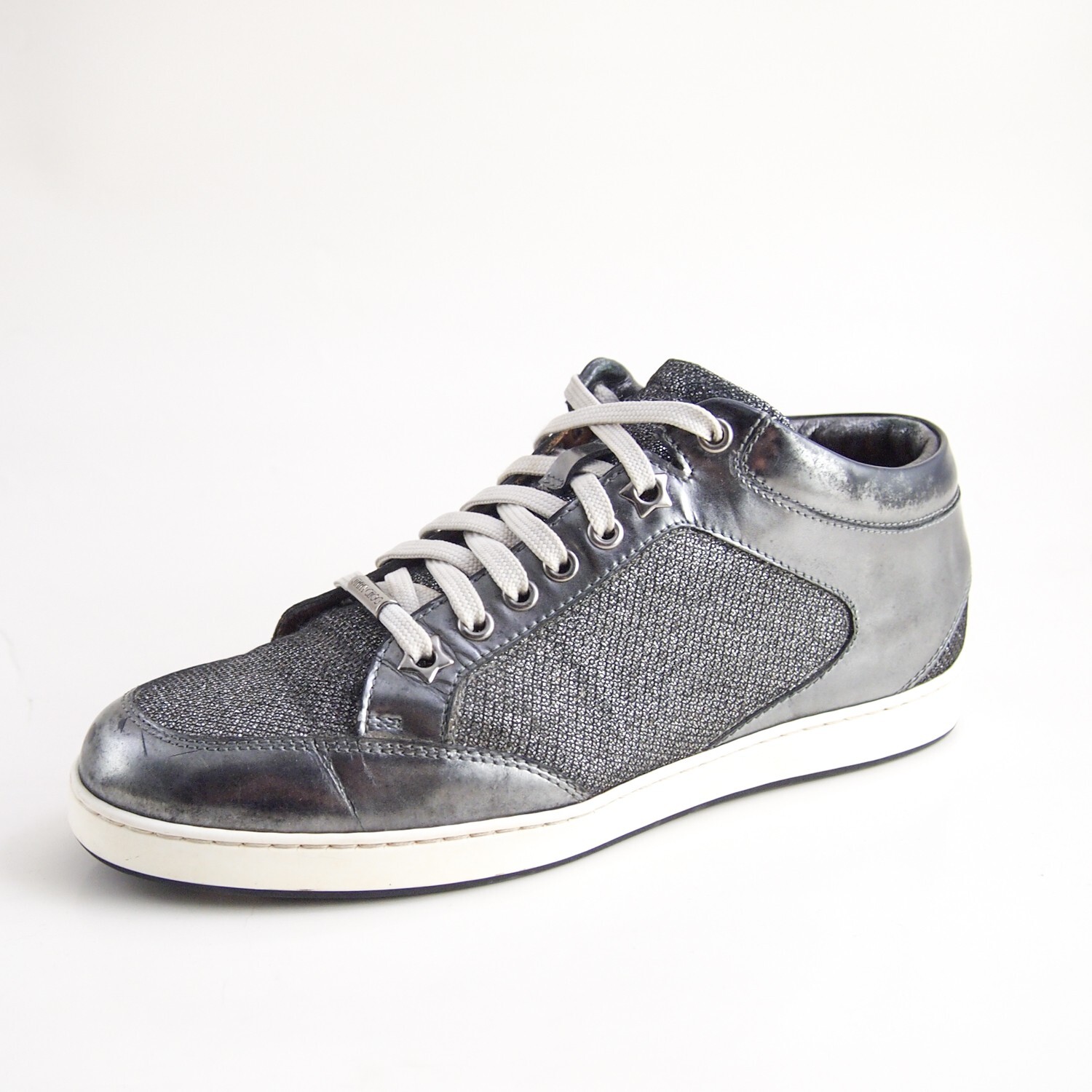 JIMMY CHOO★Cash JC Sneaker Jimmy Choo London Cash Black Leather Star Stud Sneakers New