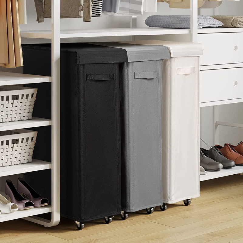 65L Slim Laundry Hamper with Lid Narrow Rolling Laundry Basket with Wheels
