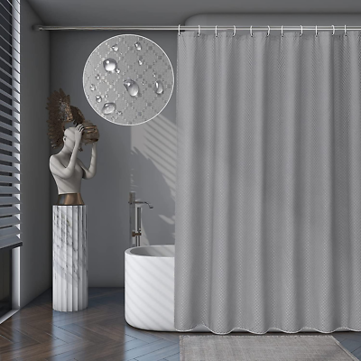 Extra Long Shower Curtain 80 Inches Long Waffle Weave Grey Shower