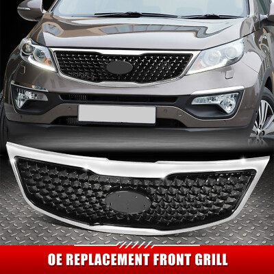 Для 14-16 Sportage OE Стиль Хромированный молдинг Глянцевая черная сетчатая вставка Передняя решетка радиатора