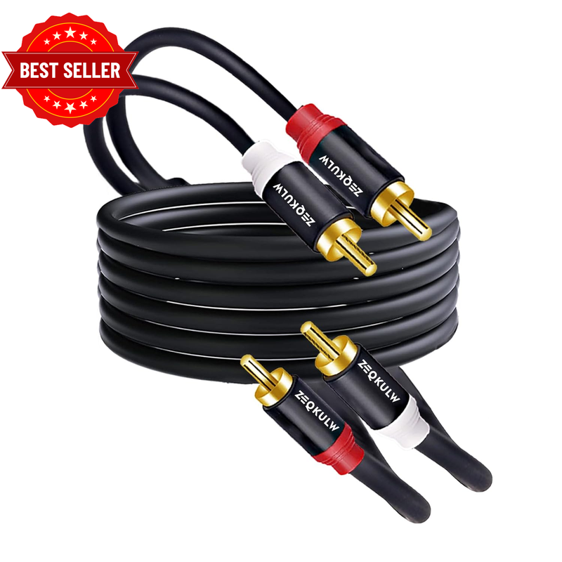 RCA Audio Cable, 2 Male to 2 Male Stereo, Gold-Plated Connectors, Dual Shielded