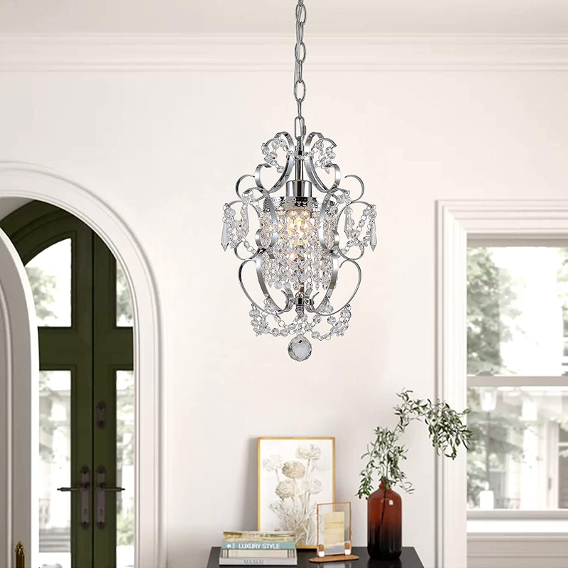 Mini Chandelier Chrome Crystal Chandeliers Lighting 1-Light Modern Elegant Cryst