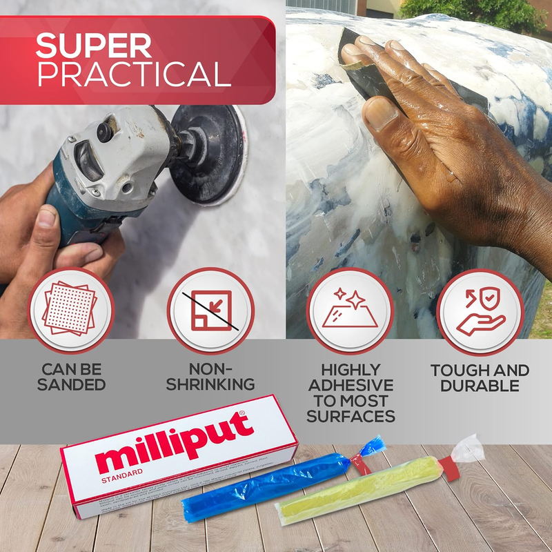 Milliput Epoxy Putty 10 Piece Set, Standard Color - with Sculpting Tools, Sandin