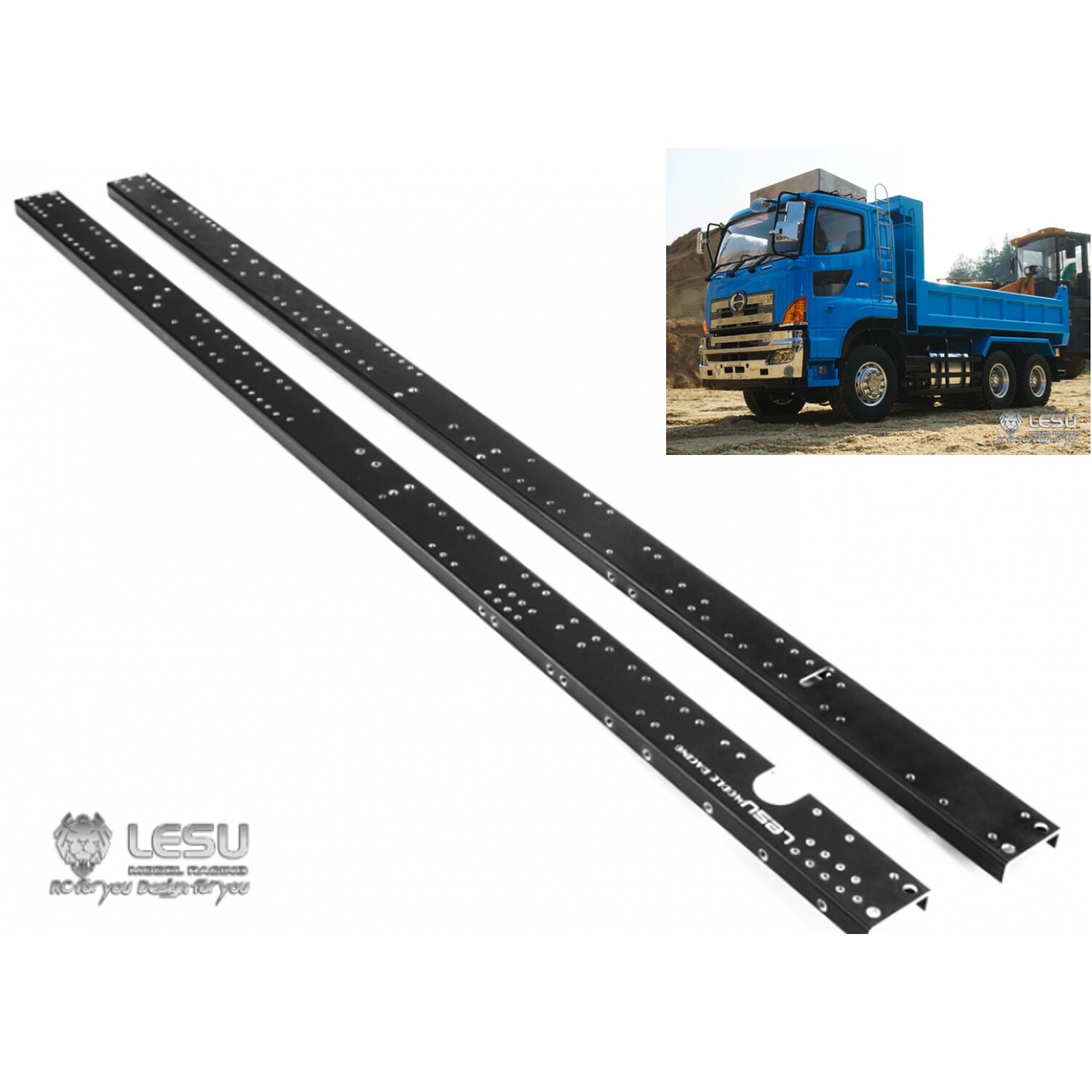 Lesu Rahmenprofile 3 Achs Kipper für Tamiya LKW 1:14 gebohrt