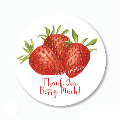 Thank You Berry Much Strawberries Scrapbook Stickers Envelope Seals Labels