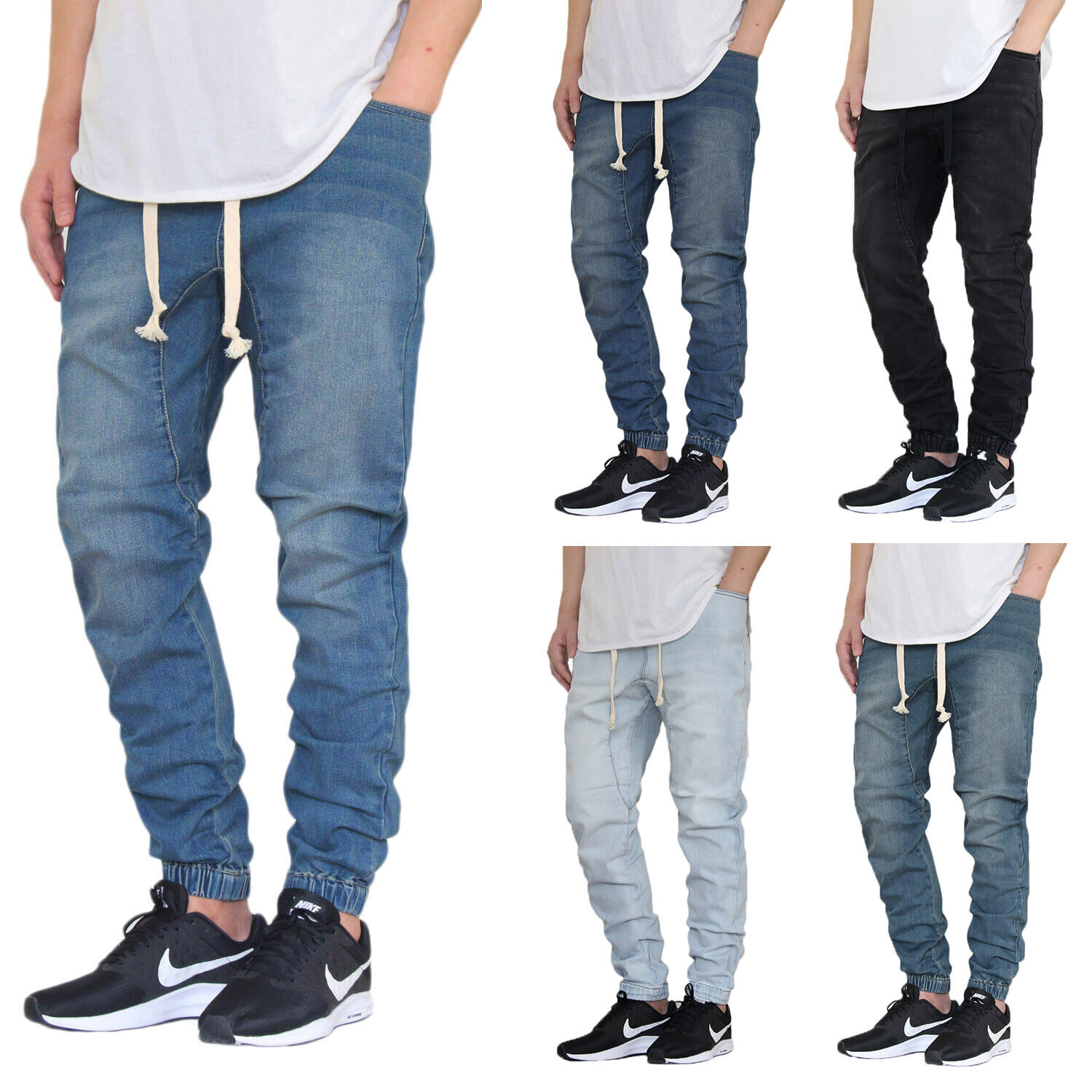 Men's Stretch Denim Jogger Pants Jeans Size Available S M L Men's Stretch Denim Jogger Pants Jeans Size Available S M L