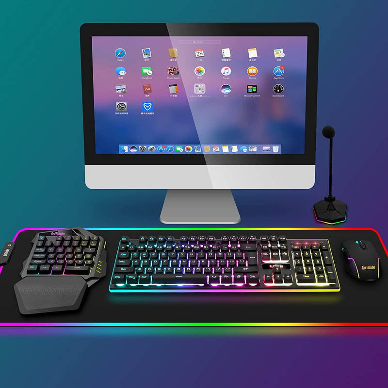 Wireless One-Handed Gaming Keyboard, 2.4Ghz RGB Backlit Mini Gaming Keypad, Rech