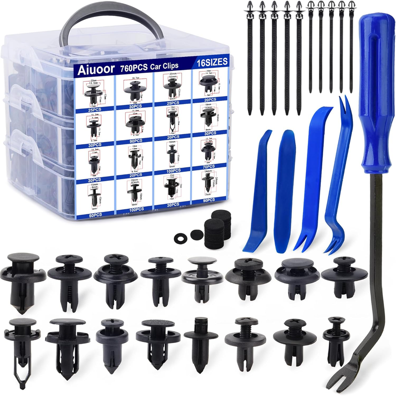 Car Clips 805PCS Nylon Push Pin Rivets - Auto Fastener Remover for Bumper, Fende