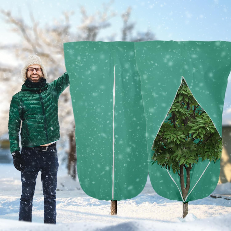 2PCS Plant Covers for Winter, 47"x71" Thicken Winter Plant Covers Freeze Protec