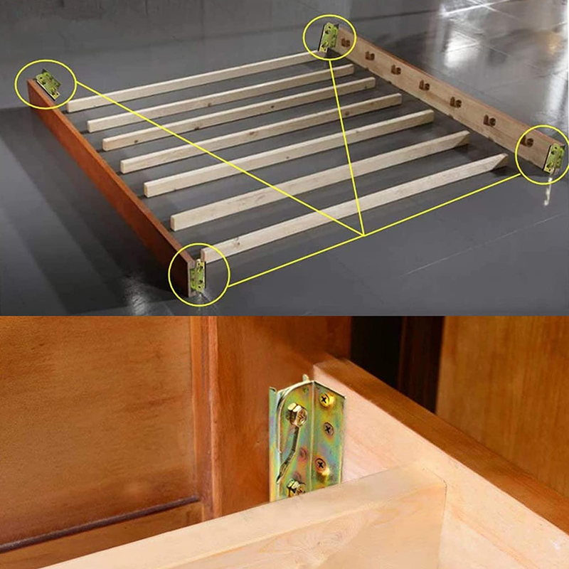 Bed Frame Hardware - Rail Brackets & Screws 4-Pack