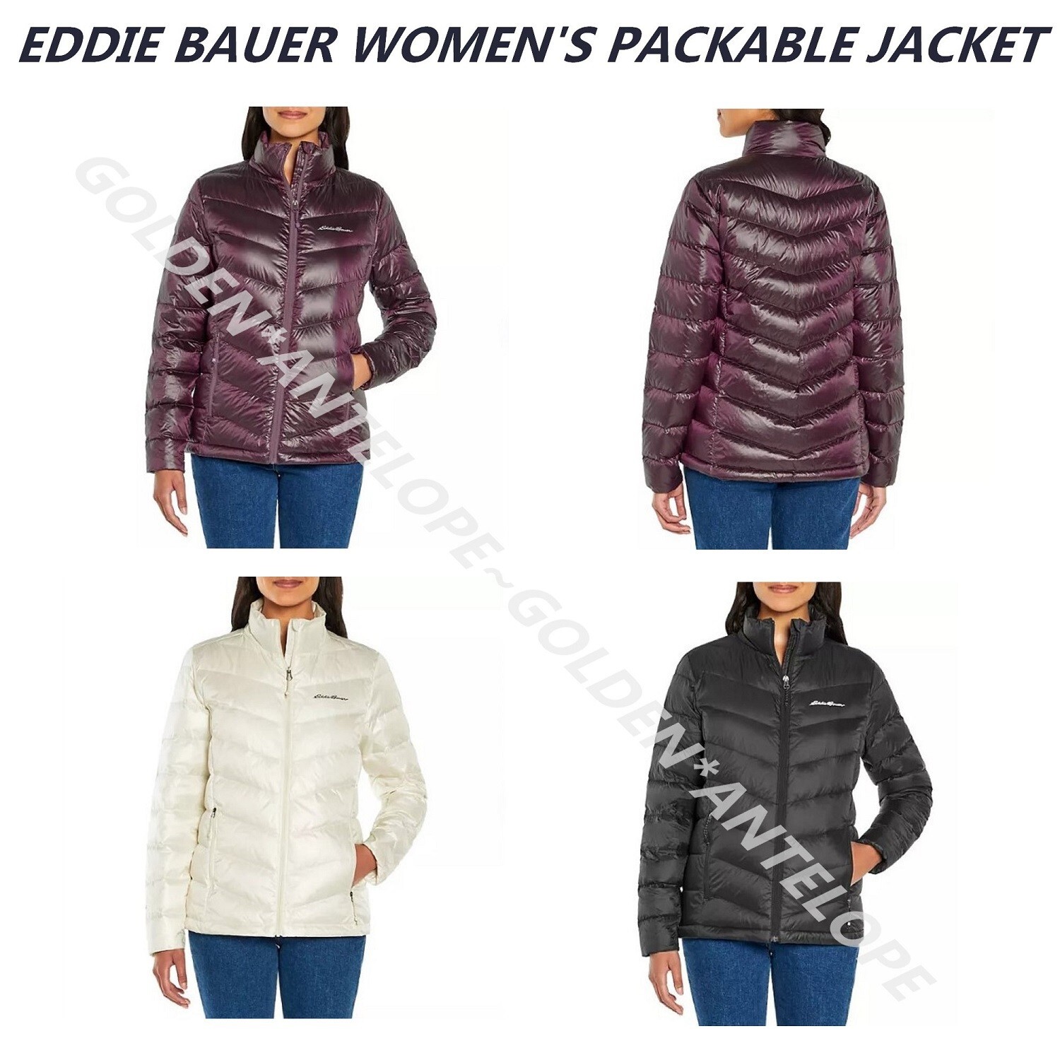 EDDIE BAUER WOMEN'S PACKABLE DOWN JACKET~MULTIPLE COLOR