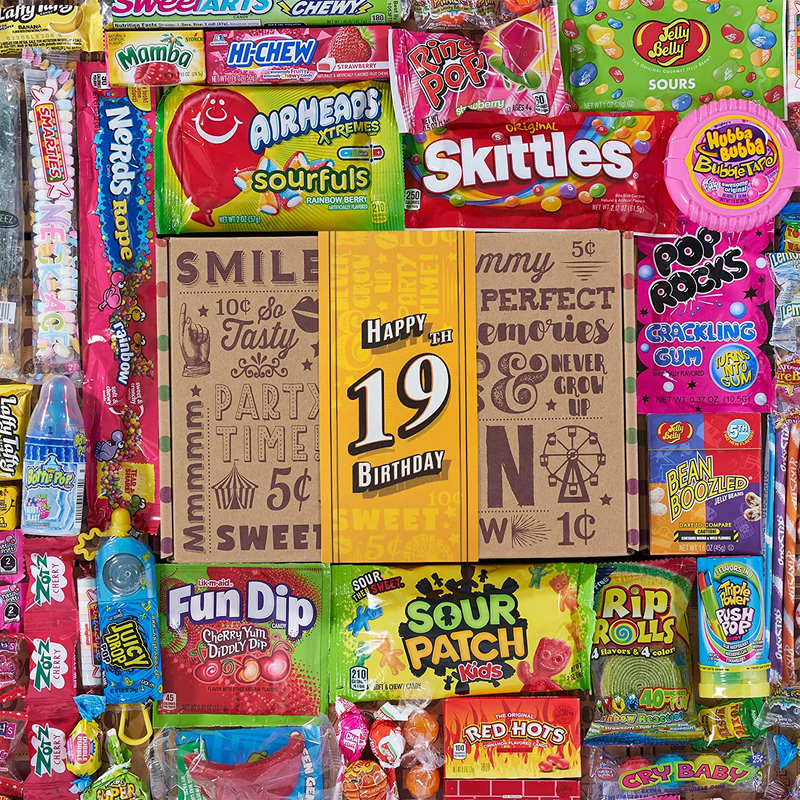 19TH BIRTHDAY RETRO CANDY GIFT BOX - 2003 Decade Childhood Nostalgia Candies - F