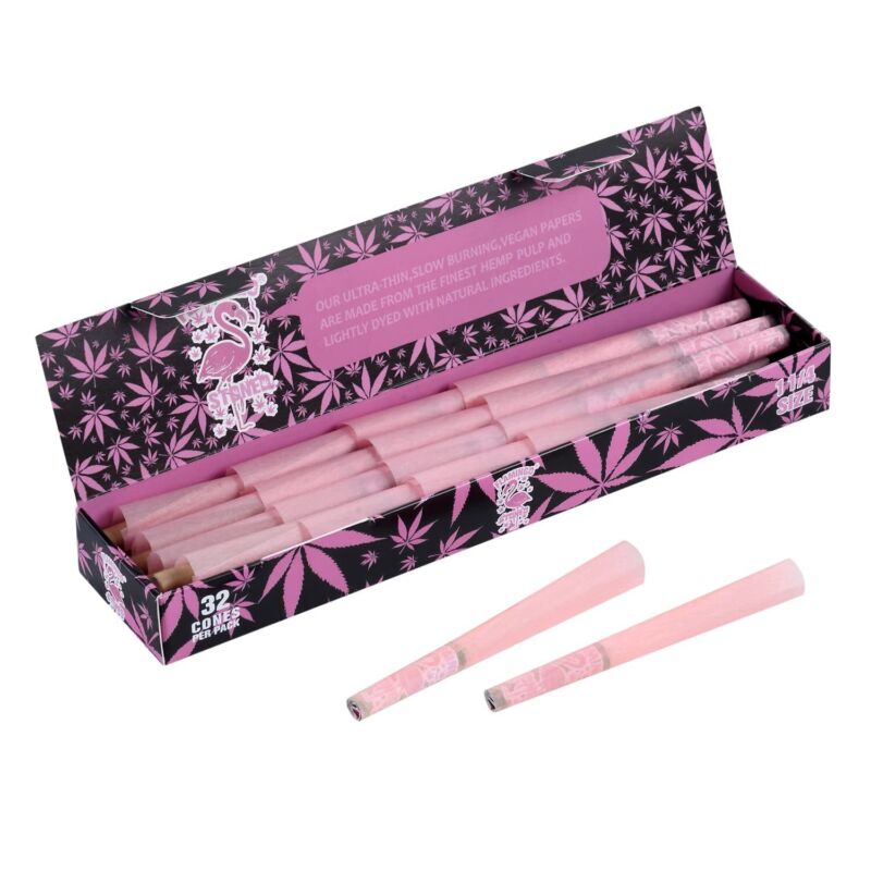 HORNET Pre-Rolled Pink Cones 78MM Flamingo Design 32pcs Rolling Papers with Tips