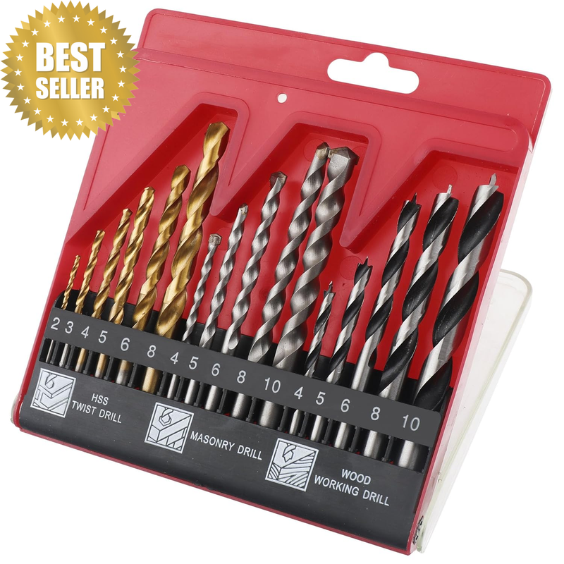 Drill Bit Set: HSS Titanium Coated, Brad Points & Masonry Compact Multi Drill Bi
