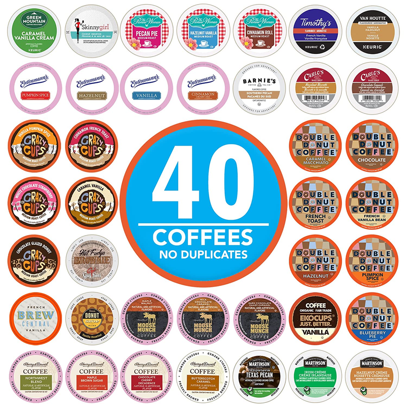 Crazy Cups Flavored Coffee Pods Variety Pack, Fully Compatible with All Keurig F
