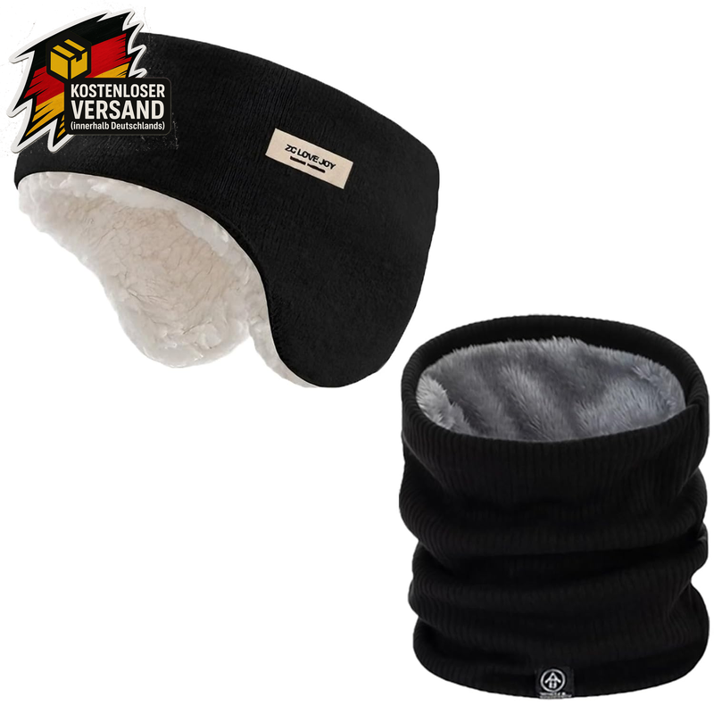 Winter Stirnband Set Herren Damen mit Ohrenschutz und Schlauchschal Wärmendes Winterzubehör für Sport Alltag