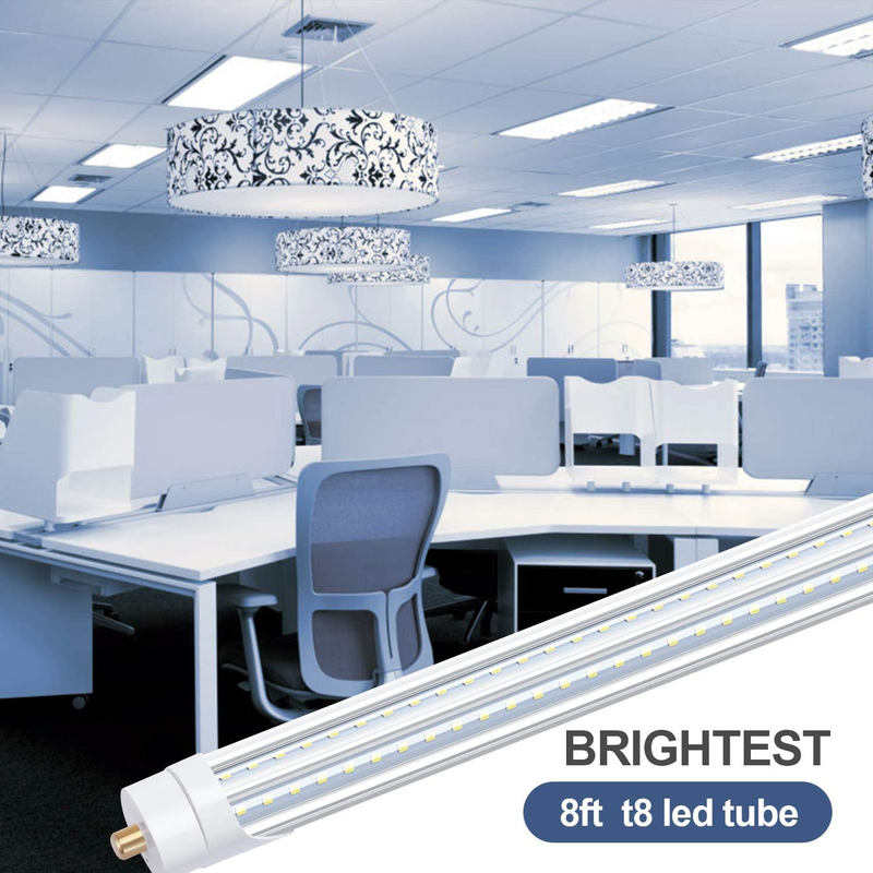 LIGHEART 8FT LED Shop Light Bulbs, 8 Foot Led Tube for T8 T10 T12 Fluorescent ,