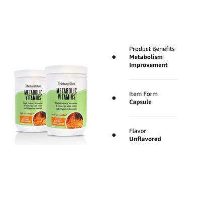 NaturalSlim Metabolic Vitamins - Combination of High Potency Multivitamins, M...