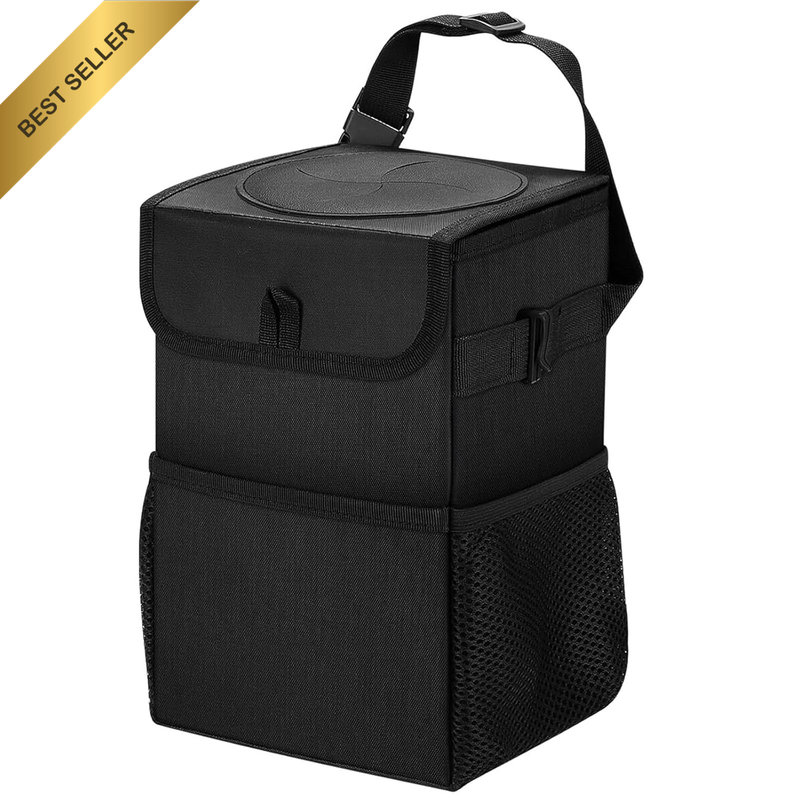 Foldable Waterproof Car Bin for Trash with Lid | Rectangle Vehicle Dustbin Organ