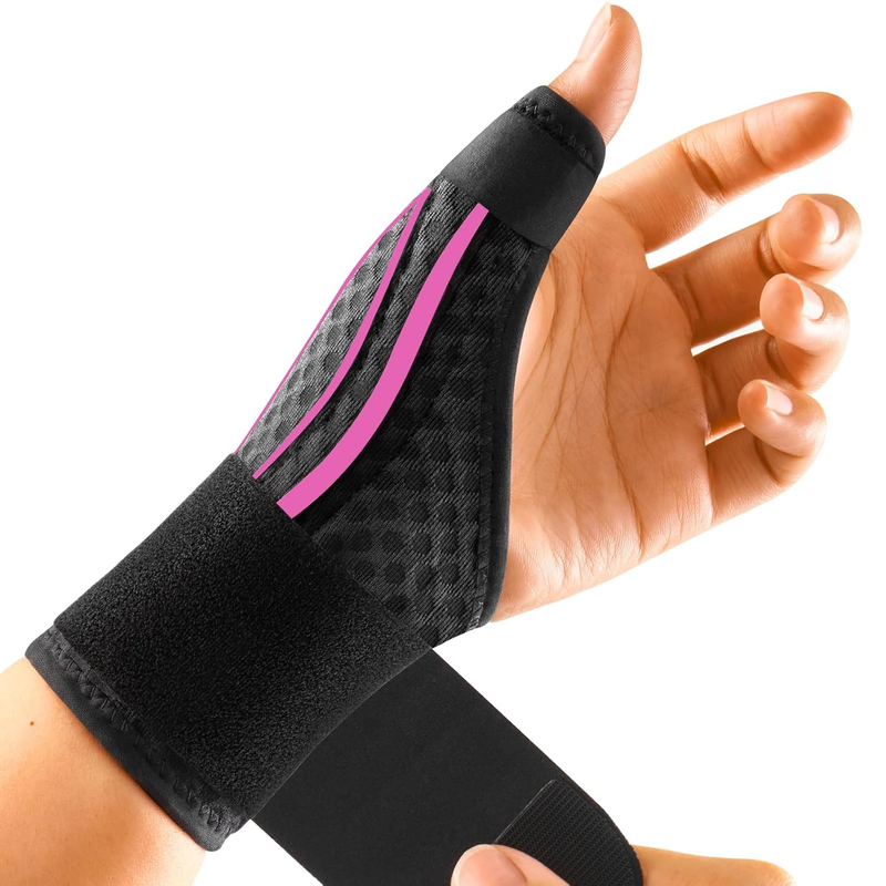 Stable Thumb Wrist Brace Right Hand or Left Hand for Carpal Tunnel, Trigger Thumb Spica Splint for De Quervains Tenosynovitis, Thumb Stabilizer for Arthritis, CMC MCP Pain,Sprain, Pink Left M