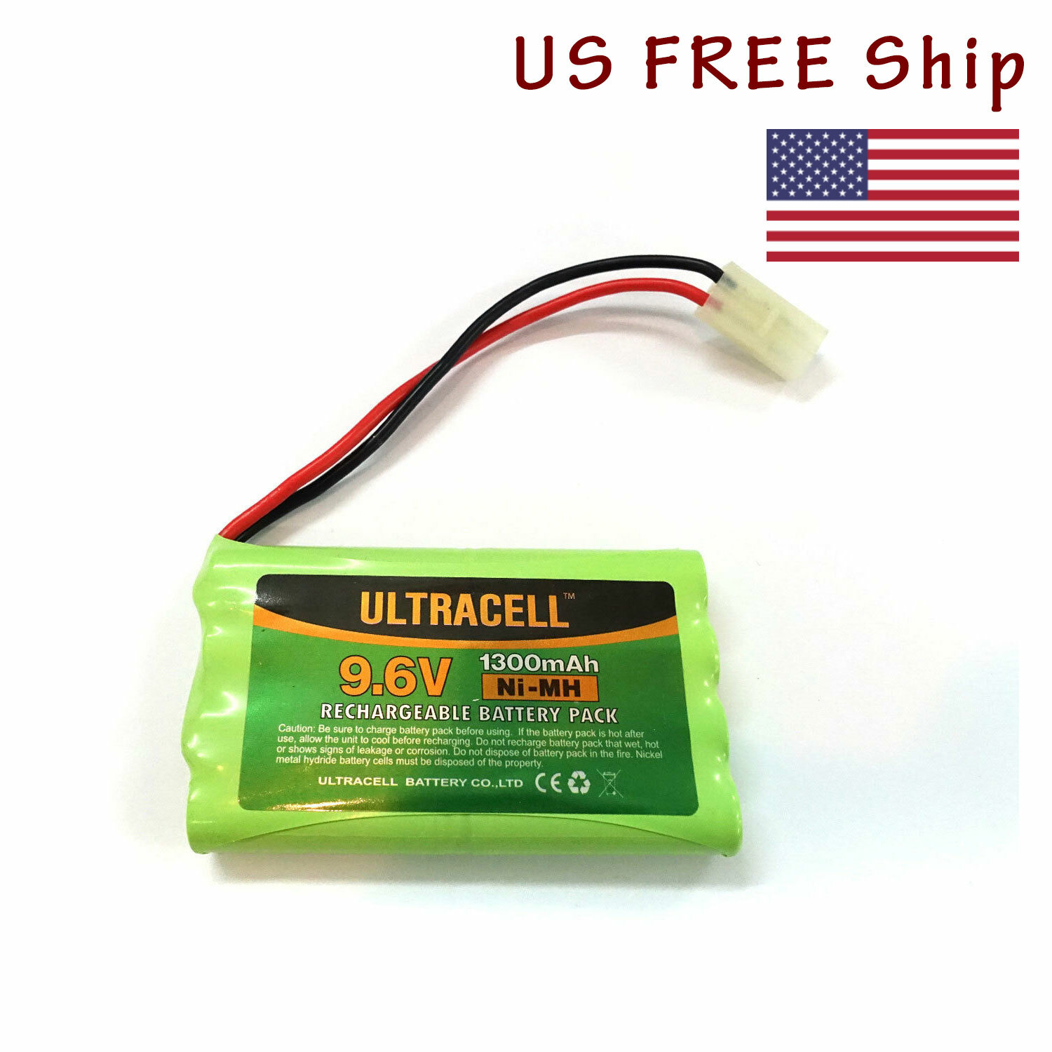 9.6V Rechargeable Battery Pack 1300mAh Tamiya Plug NI-MH Ult