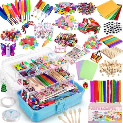 Arts and Crafts Supplies for Kids 3000+Pcs DIY Craft Kits Ages 6-10 Blau 