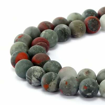 African Bloodstone Matte Round Beads 4mm 6mm 8mm 10mm 12mm 15.5'' Strand