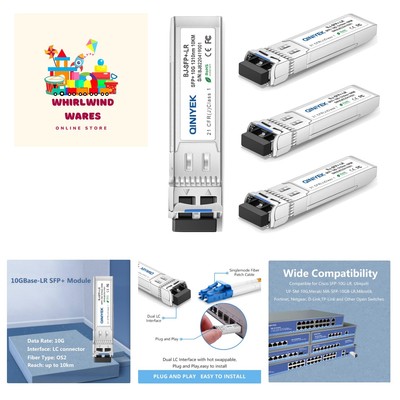 4Pack 10GBase-LR SFP+ Transceiver, 10G Singlemode SFP+ Duplex LC Module,Compa...