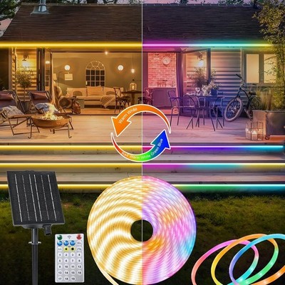 ZAIYW Dual Color Changing 10M Solar Strip Lights Outdoor IP68 Waterproof LED Str