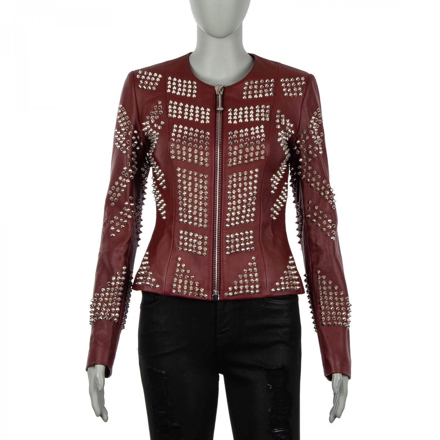 

PHILIPP PLEIN COUTURE Кожаная куртка с заклепками SENS Red  2 07945, Красный