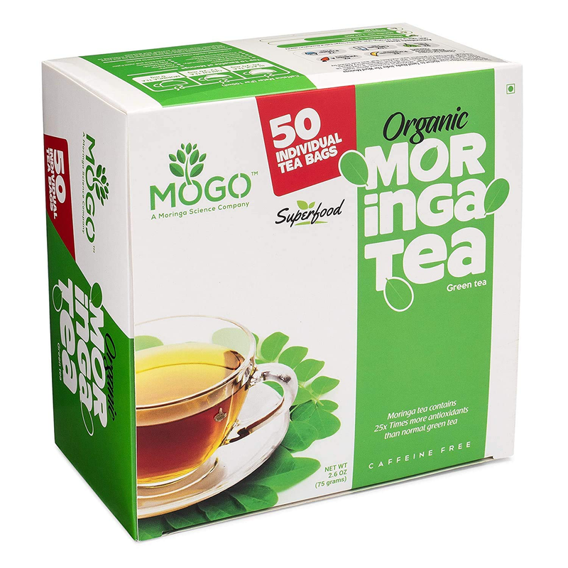 Organic Moringa Tea Bags - 50 Count,100% Pure,Caffeine Free,Rich Aroma and Taste
