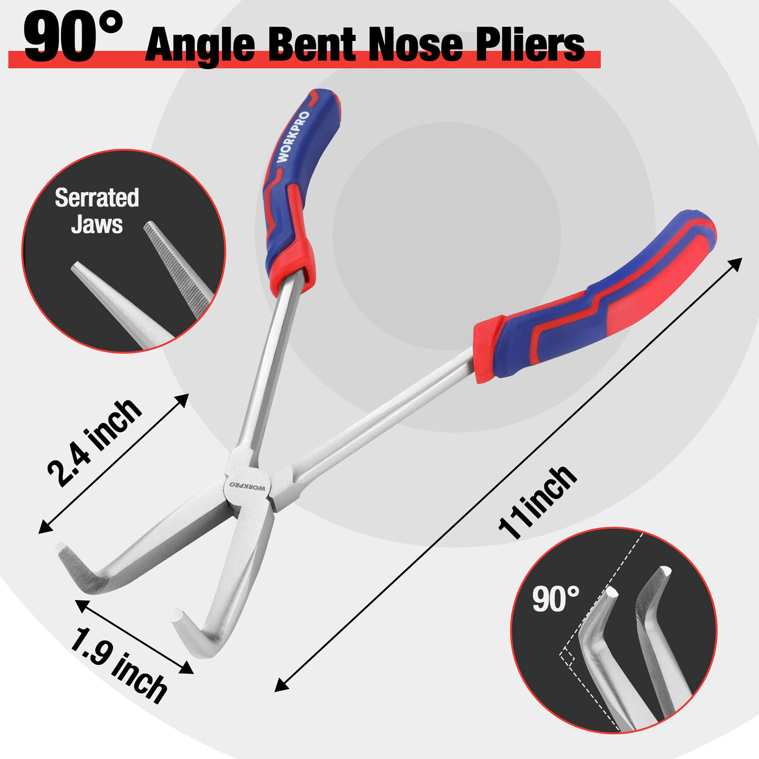 WORKPRO 3PC Long Reach Pliers Set 11 Inch Extra Long Needle Nose Pliers Set NEW